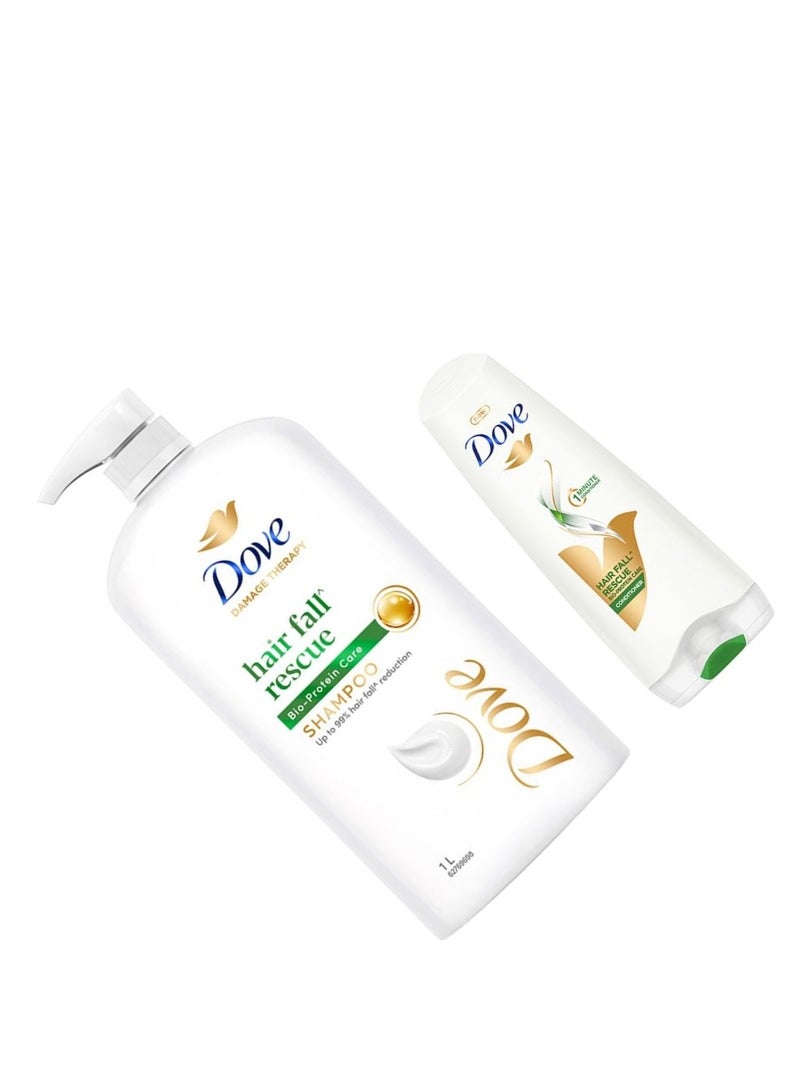 Dove Hair Fall Rescue Shampoo 1 L|| For Damaged Hair|| Hair Fall Control for Thicker Hair & conditioner 175ml for Men & Women - Image 4